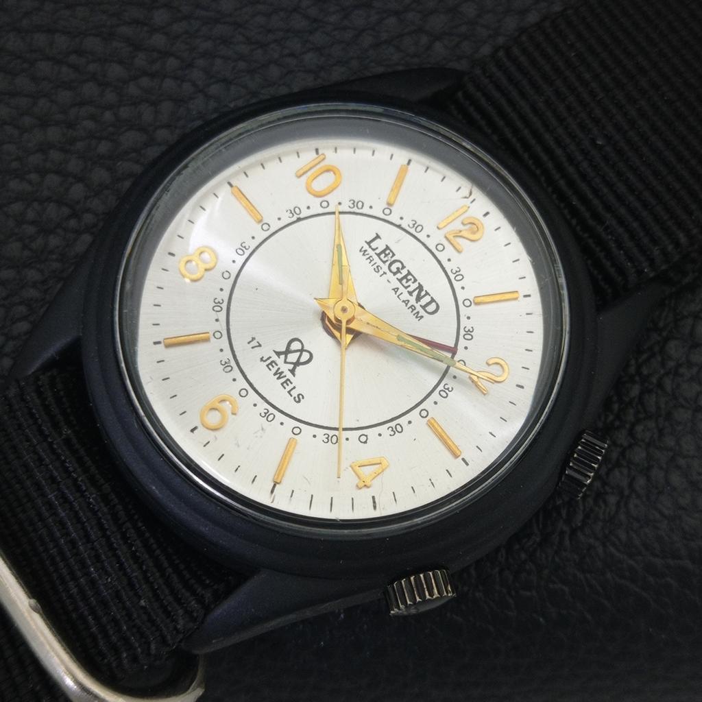 HAND-WINDING VINTAGE LEGEND SWISS MENS REFURBISHED ALARM WATCH A707542-1