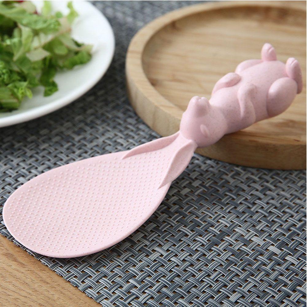 Plastic Wheat Straw Rice Spoon Cute Rabbit Rice Shovel Hot Rice Spoon  Home Kitchen