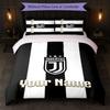 Juventus FC Spersonalizowany Zestaw Pościeli z Nazwą 1 Poszwa na Kołdrę + 2 Poszewki na Poduszki Logo Piłkarskie Spersonalizowany Prezent na Specjalną Okazję Wystrój Sypialni