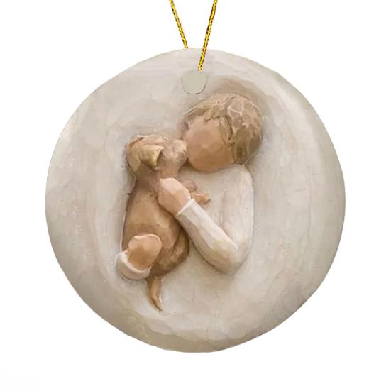 Christmas Ornament for Horse Lovers Hugging Horse Acrylic Pendant Christmas Tree Hanging Decoration Holiday Gifts for Girls Women Cowgirls