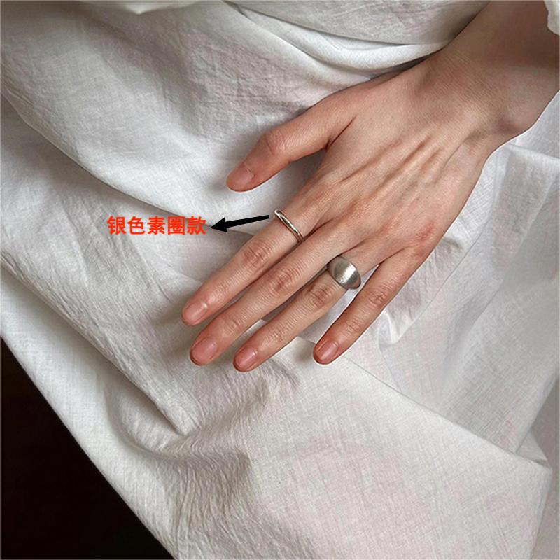 Cold wind matte brushed convex plain ring S ring, women s stacked index finger ring