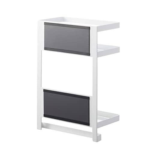 Yamazaki Tower Magnetic Storage Rack, 2-Tier, White, Approx. W20 x D11.2 x H29.5cm, for Tea, Coffee, and Condiments, Product Number 7119