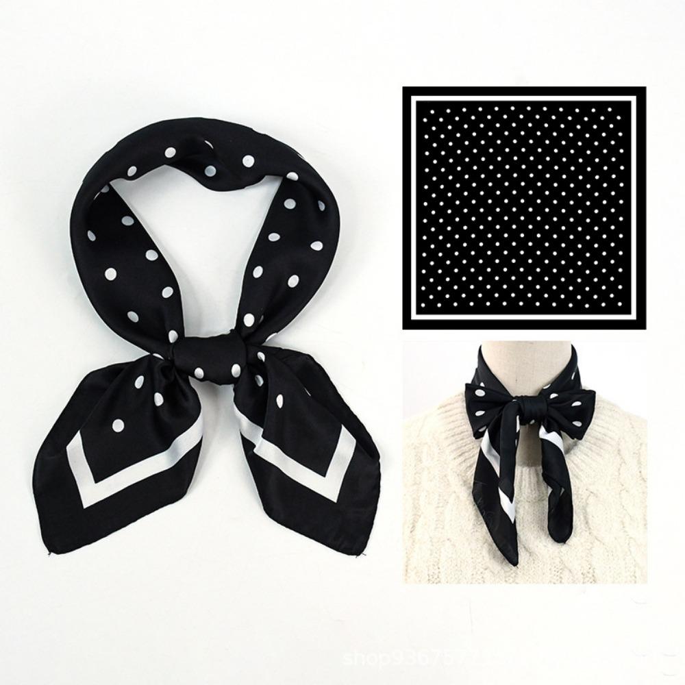

Elegant Square Satin Scarf for Women, Multi-Purpose Hijab Headband Neckerchief Shawl Bandana чёрный