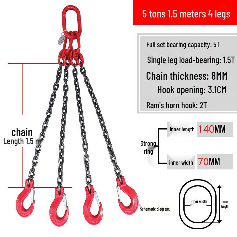 Multi-Hook Manganese Steel Chain Sling for Cranes & Forklifts