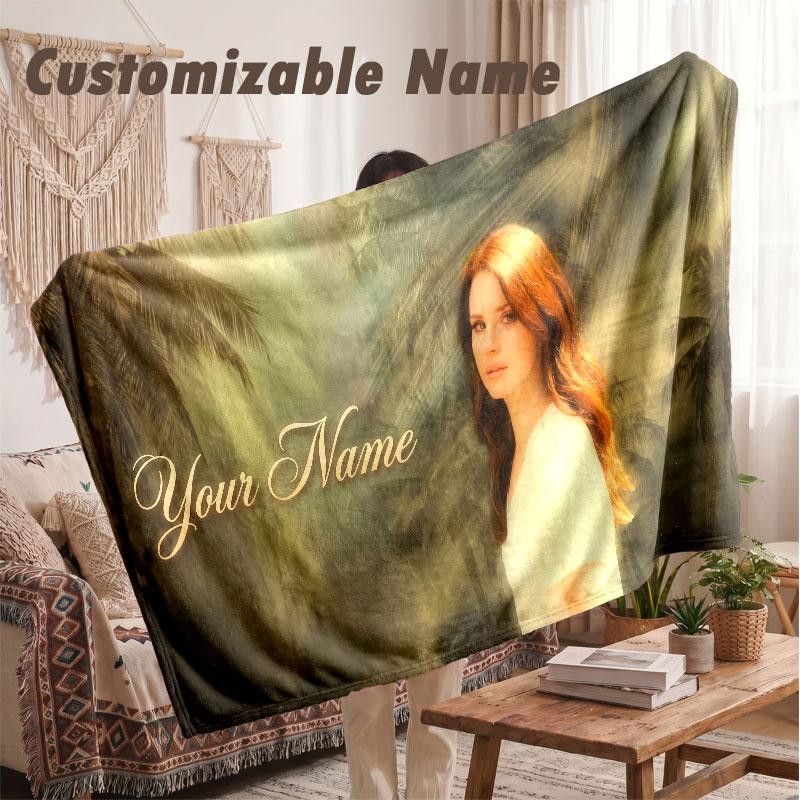 Coperta di Flanella con Nome Personalizzato, Coperta Leggera e Calda Lana Del Rey per Divano e Regalo di Festa