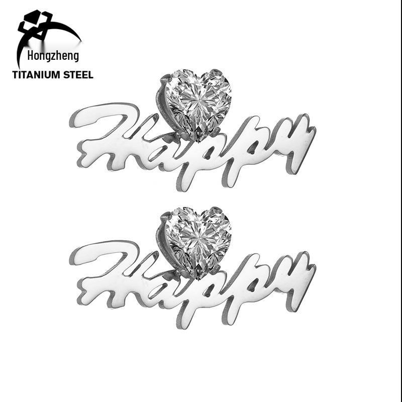 

Elegant Rhinestone Stud Earrings: Stylish Stainless Steel English Letter Design for Women