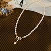 100% Natural Freshwater Pearl Elegant Bowknot 14K Gold Filled Female Short Chain Necklace  For Women Wedding Gifts