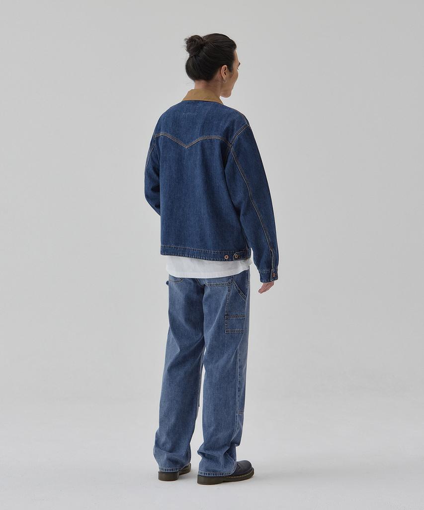 Ryul+Wai Denim Zip-Up Work Jacket Deep Blue C6