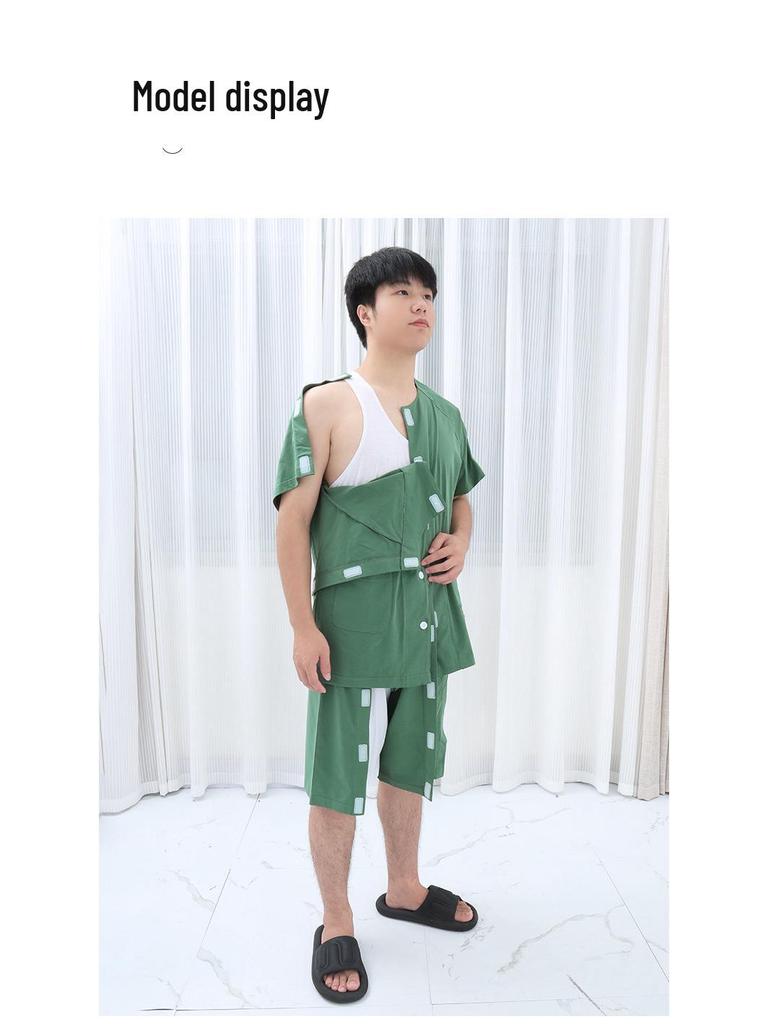 Summer Short Sleeve Cotton Clothing for Bedridden & Post-Op Patients