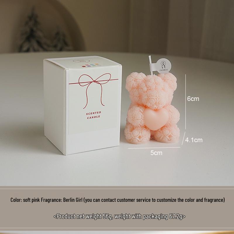 

Rose Bear Scented Candle - Valentine s Day Gift, Party Favor, Creative Atmospheric Ornament