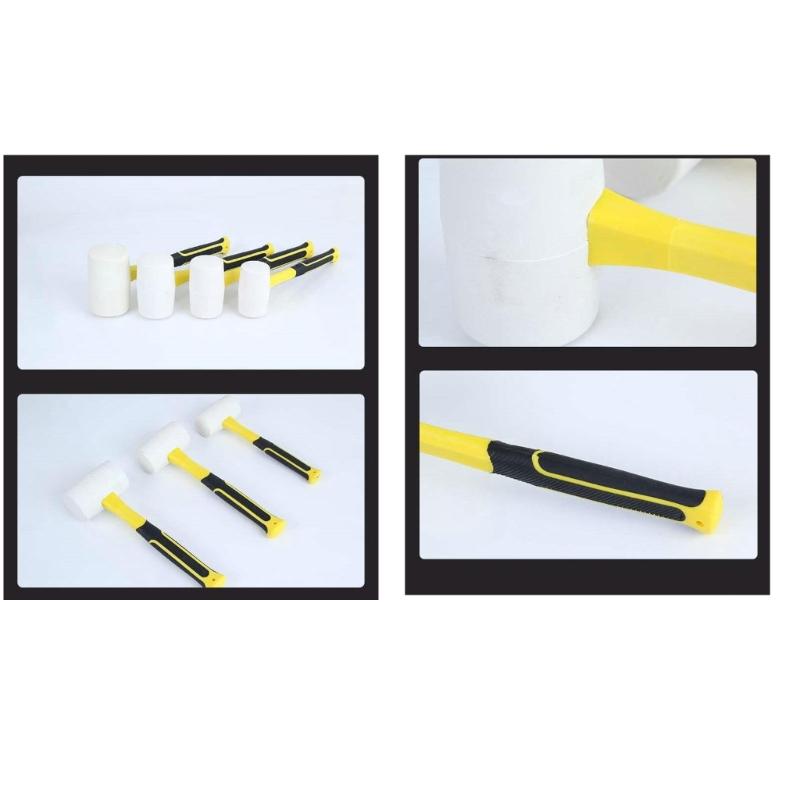 White Rubber Mallets With Fiberglass Handle High Density Nonslip Grip 5kg Impact Force For Woodworking And DIY Projects
