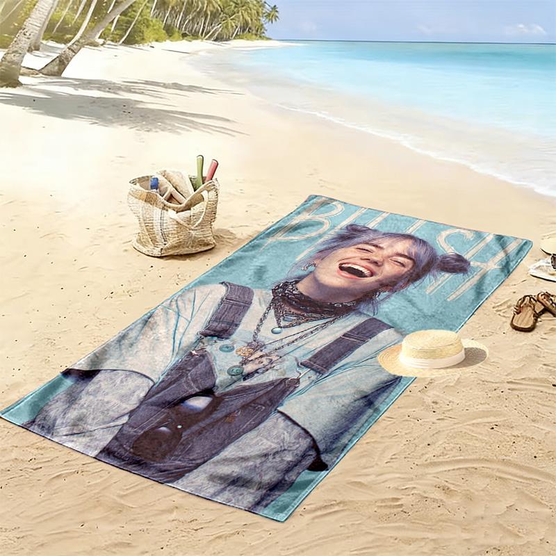 Asciugamano da Spiaggia con Stampa Billie Eilish, Asciugamano Grande Morbido ad Asciugatura Rapida per Spiaggia Campeggio Nuoto