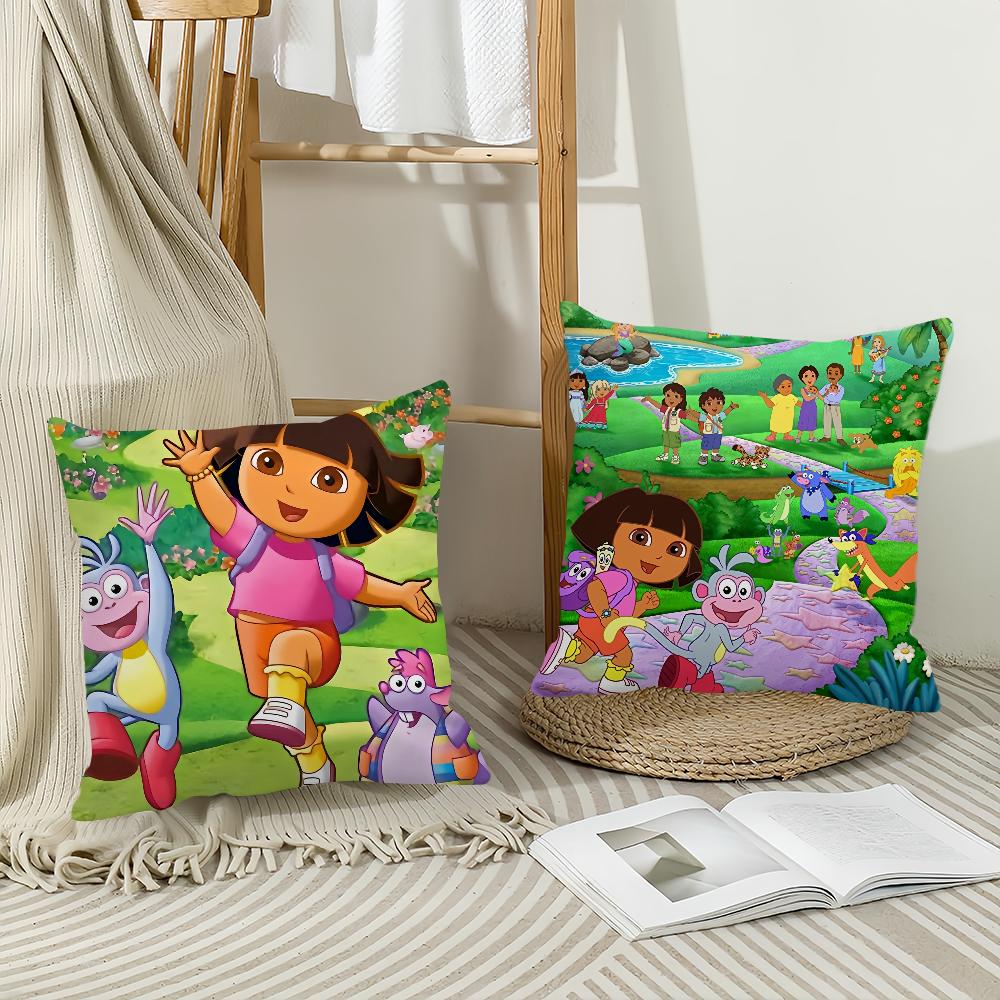 Cartoon D-Dora The E-Explorer Pillow Case Home Decoration Cushion Cover Suitable For Bedroom Car Office Sofa
