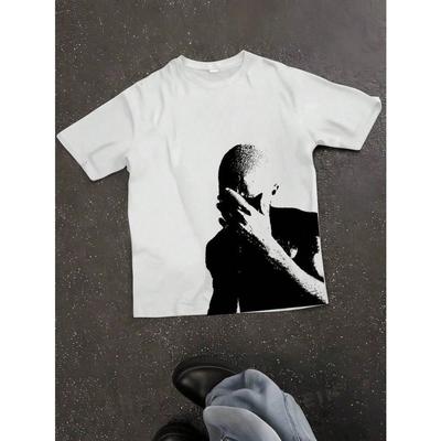 Y2k Art Crew Neck T Shirt Unisex Unisex Short Sleeve Mysterious Silhouette Huunisex Figure Print Unisex Breathable Loose Cotton Tee