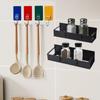 2PCS Magnetic Spice Rack Refrigerator Strong Magnetic Storage Shelf with 4 Removable Hooks Kitchen Organizer for Spice Jars Bottles