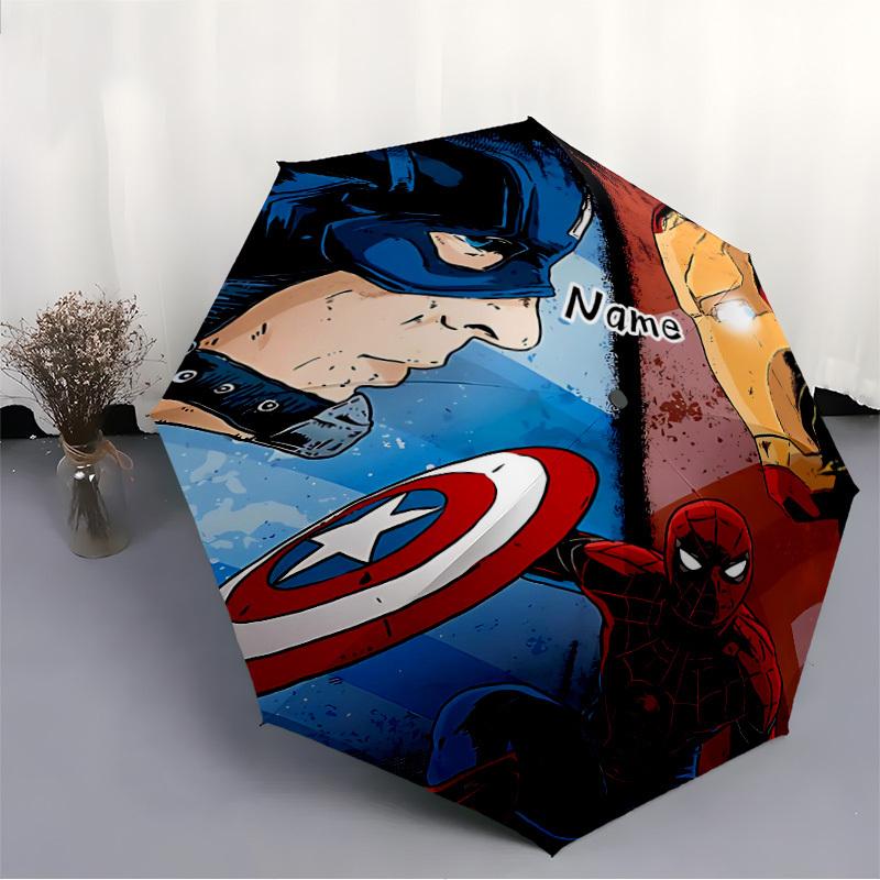 1pc Superheroes Custom Name Automatic Folding Umbrella, Durable Plastic & Iron, Lightweight for Outdoor Daily Use  S1230012