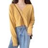 Stylish V-neck Long-sleeved Crop Top Soft And Comfortable Womens Cardigan For Autumn