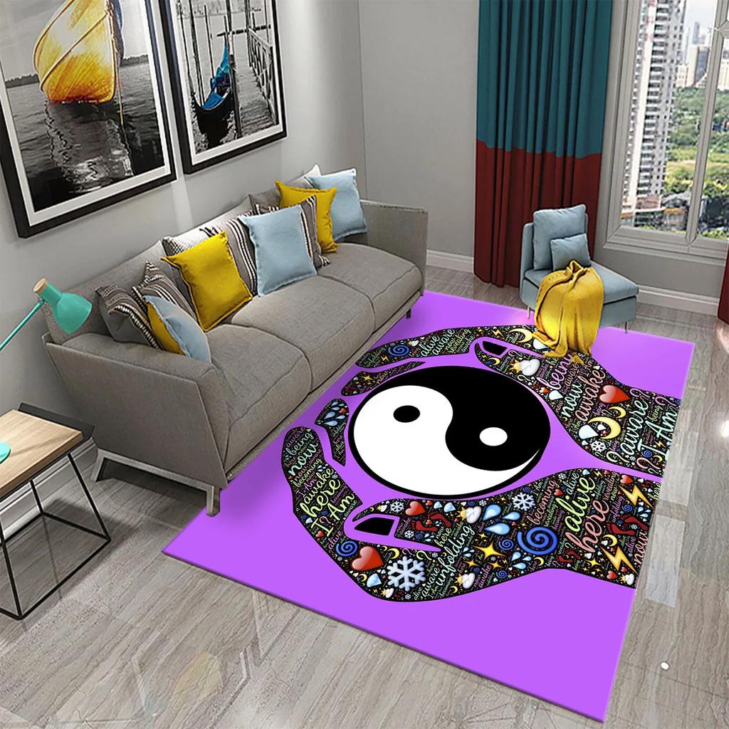 3D Yin Yang Carpet Black and White Rugs Bathroom Door Non-slip Mat Porch Living Room Kitchen Door Mat Bedroom Balcony Decor Mat
