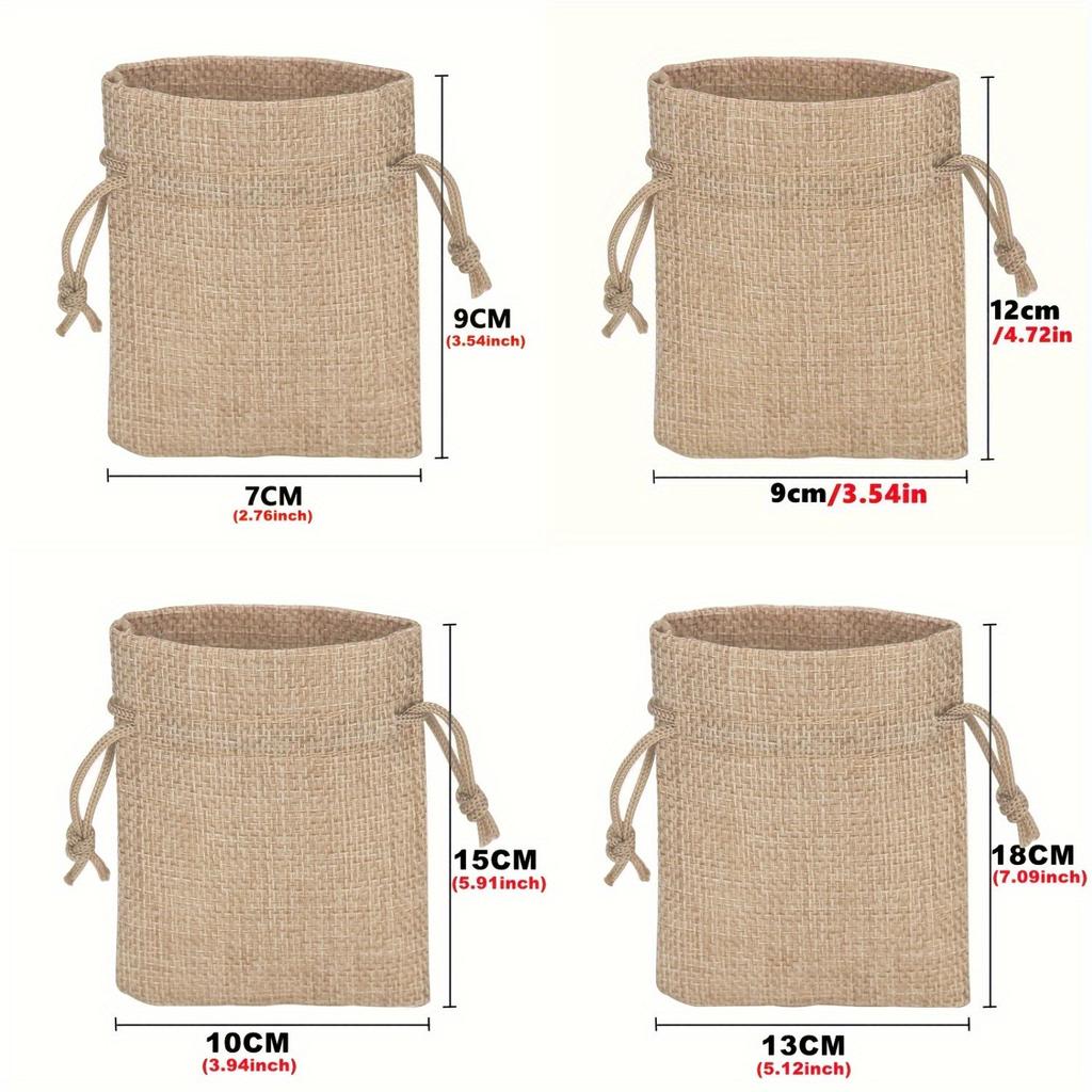 30/20/10pcs Natural Linen Jute Sack Jewelry Pouch Drawstring Bag for Home Party Storage, Christmas, Halloween