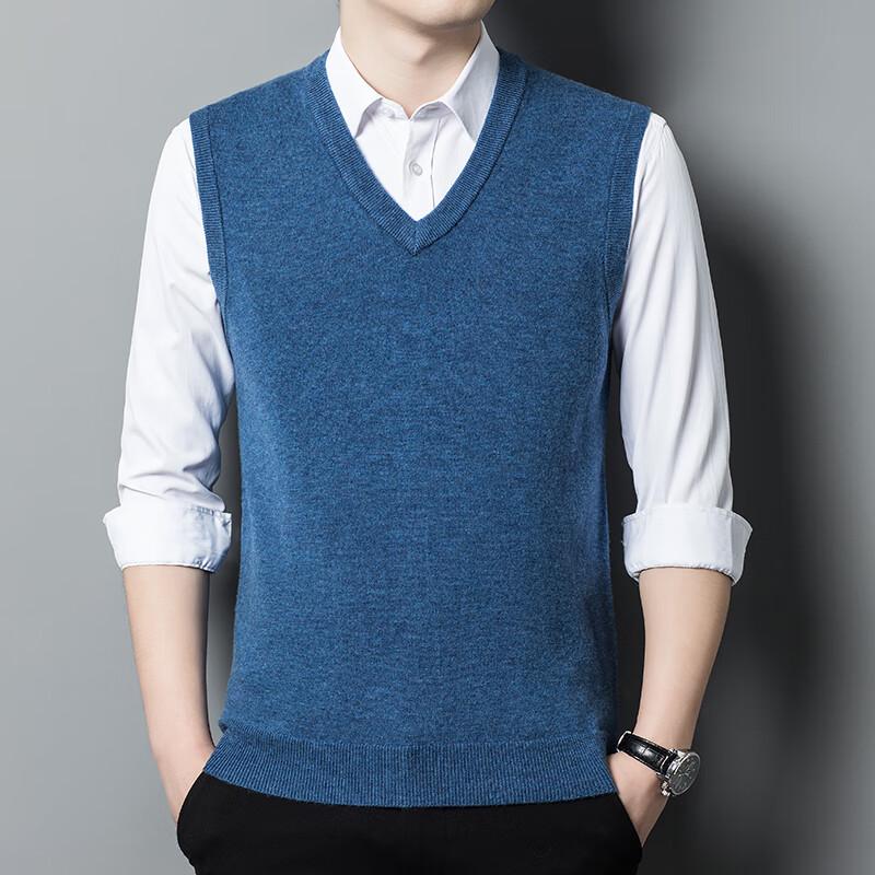 Yiliteng Men's Pure Wool V-Neck Thermal Vest