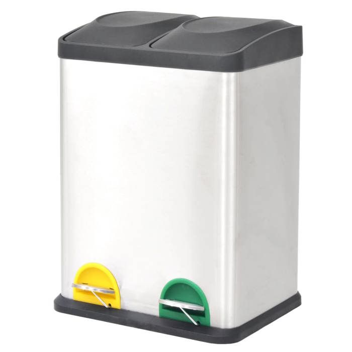 VidaXL Poubelle à ordures Acier inoxydable 36 L