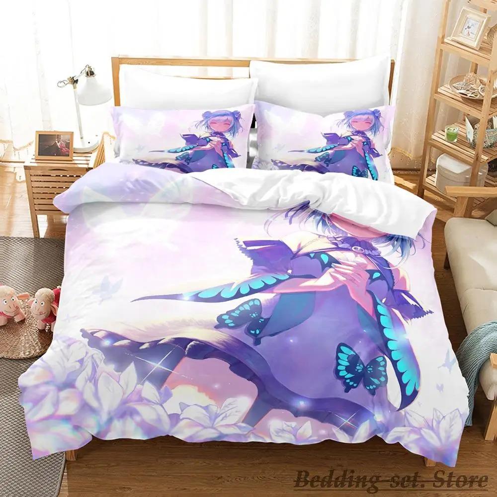 Vtuber Hololive Uruha Rushia Bedding Set Cartoon Anime Three-piece Set Adult Kid Bedroom Duvetcover Sets 3D Cute Bikini Girls