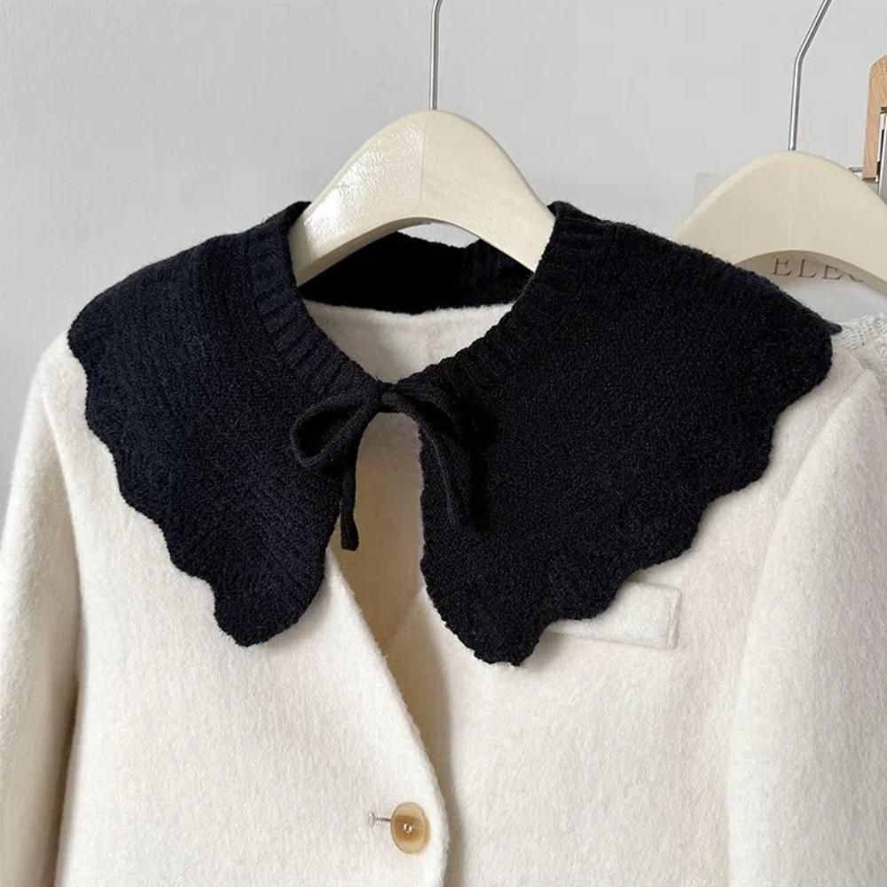 Solid Color Knitting Detachable Collar Laced Up False Collar Decoration Shirt Shawl Wrap