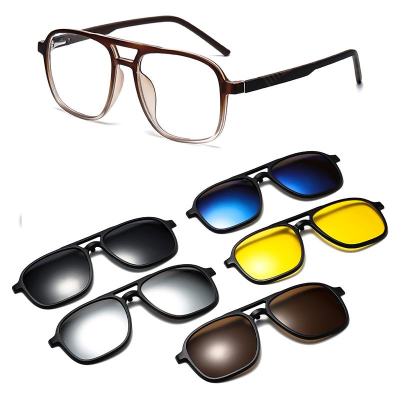 

Set Of Glasses, Sunscreen Sunglasses, Men S High-End Tr Large-Frame Glasses, Magnetic Polarized Sunglasses, Five-Piece Women S PC material rack