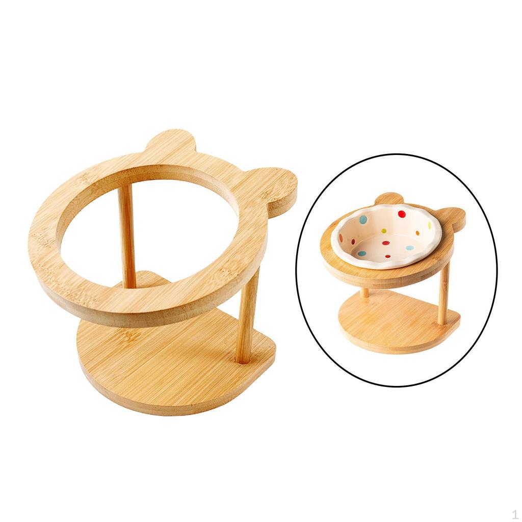 Elevated Cat Small Stand Leak Wooden Feeder. High Indoor Bowl Holder