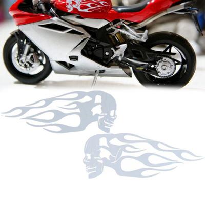 2 Stück praktischer Motorrad-Kompakt-Totenkopf-Aufkleber, langlebiger Motorrad-Flammen-Aufkleber für Fahrrad