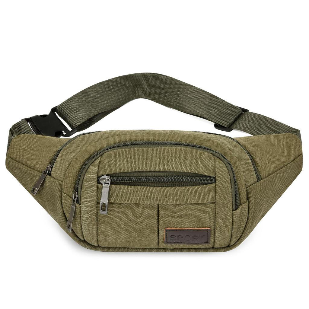 Men's Work Close-fitting Fanny Pack Wear-resistant Canvas Crossbody Mobile Phone Change Cashier Fanny Pack Shoulder Portable Multi-layer Bag