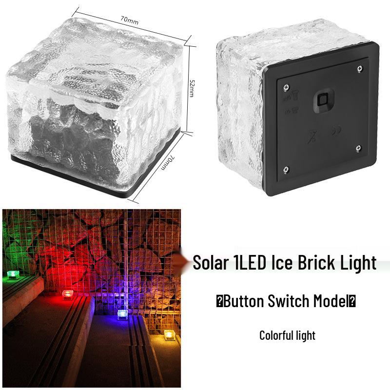 Waterproof Solar Ice Brick Garden Lights - Outdoor Glass Deck & In-Ground Lights