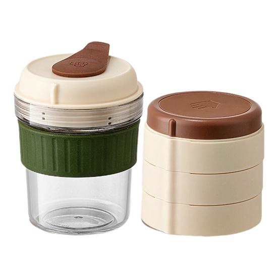 Portable Cold Brew Coffee Maker with 3 Stackable Ice Trays BPA-Free Tritan Infuser Bottle for Iced Tea/Cold