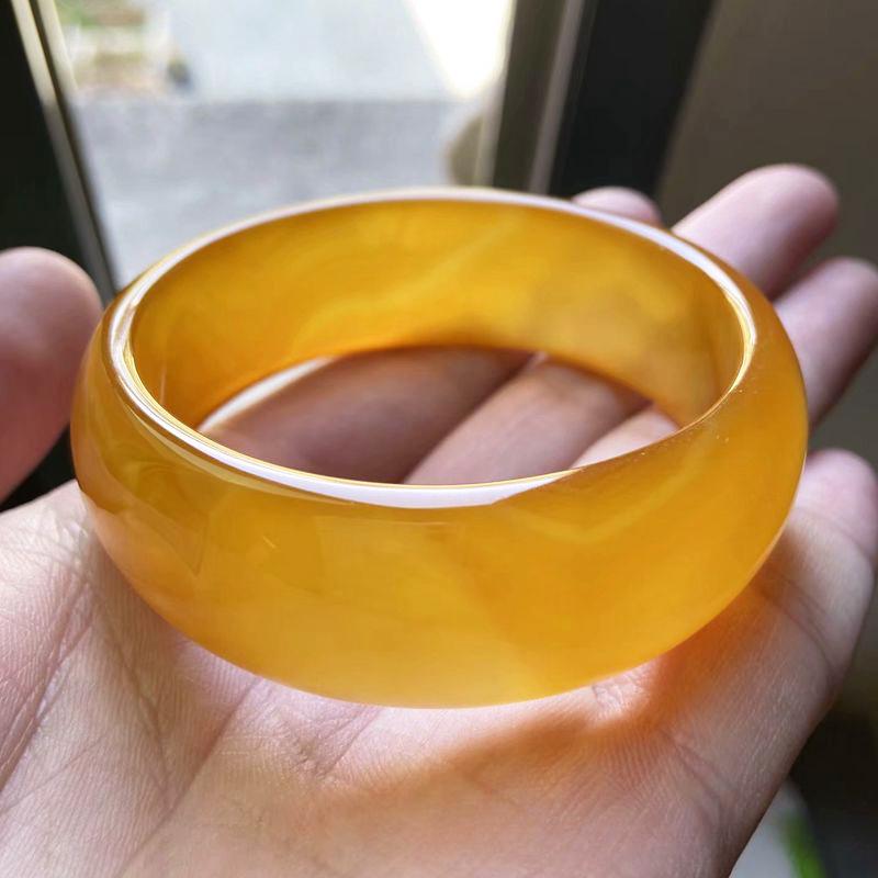 Bracelet en agate jaune naturelle Bracelet en agate à la mode Bracelet en jade Cadeau pour femme