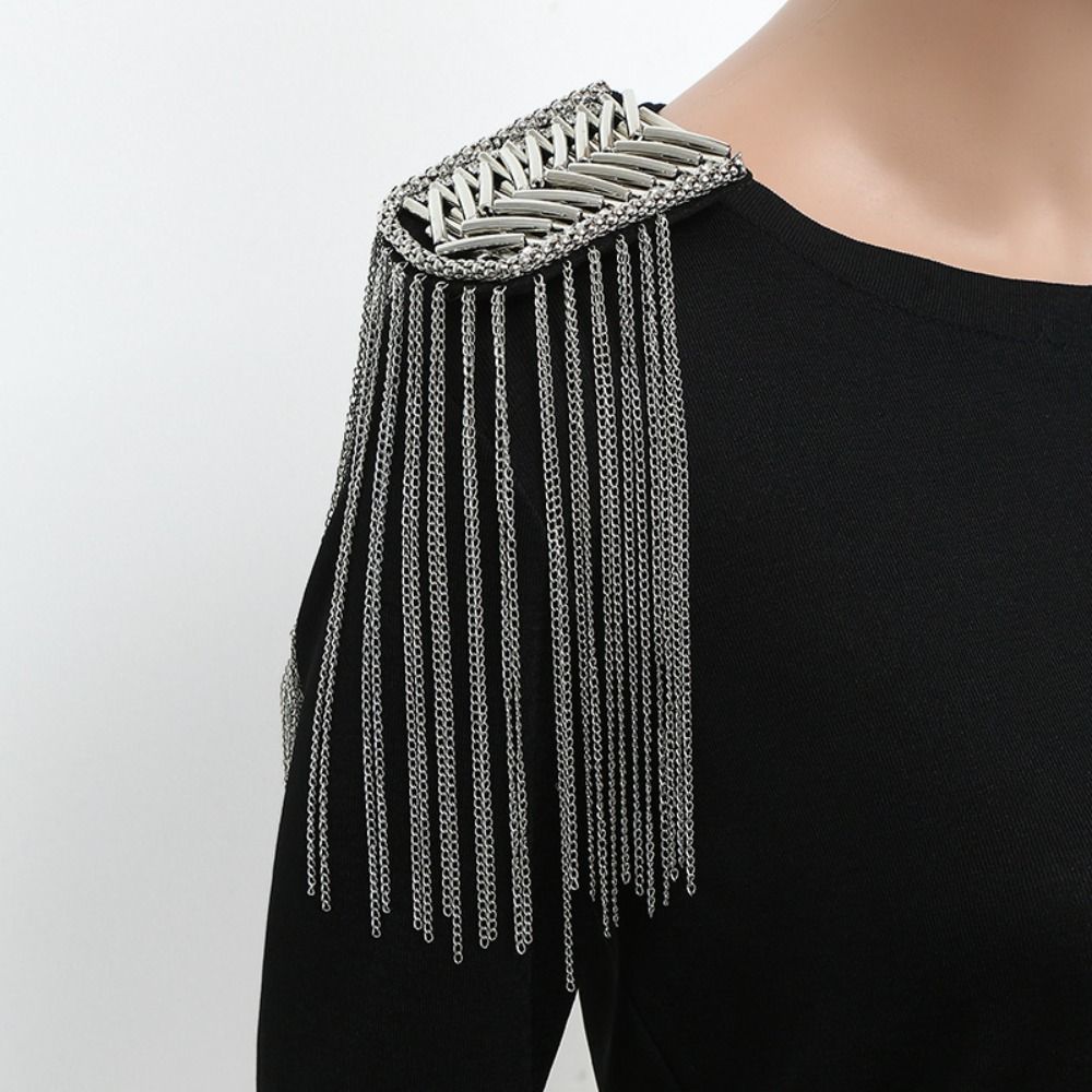 Breastpin Club Tassel Chain Epaulette Cool Jacket Vintage Brooch  Stage performance