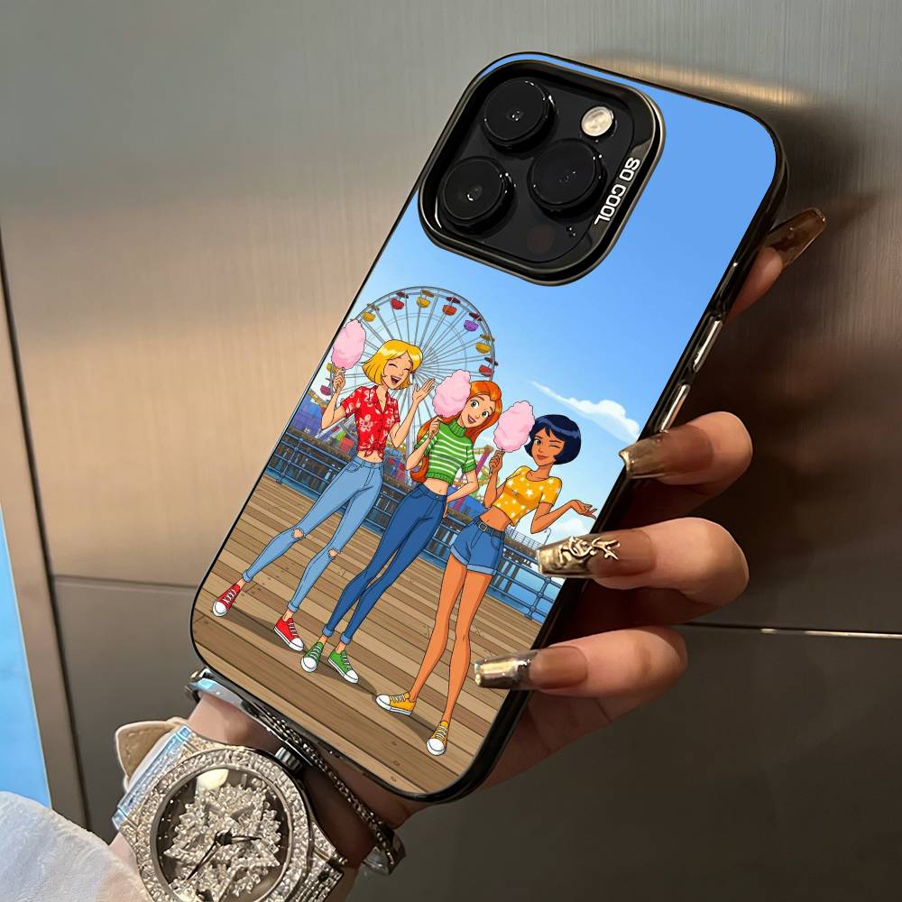 

Classic animation T-Totally- Spies For iPhone 17 16 15 14 13 12 11 Pro Max XS 17 Air Silicone Colored Silver Bumper Cover iPhone16Plus