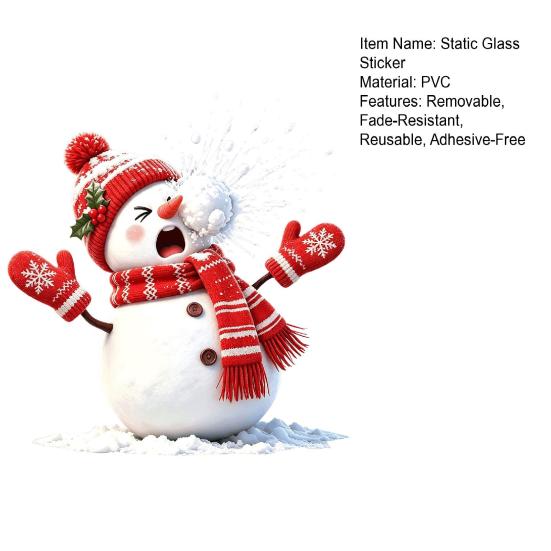 Reusable Winter Scene Decals Christmas Snowman Static Window Cling, Funny Sticker, Seasonal Home Ornaments Xmas Glass Decal for Shop Holiday