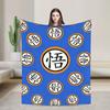 Goku Kanji DBZ Knitted Blanket Flannel Super Soft Throw Blanket for Outdoor Travel Bed Rug