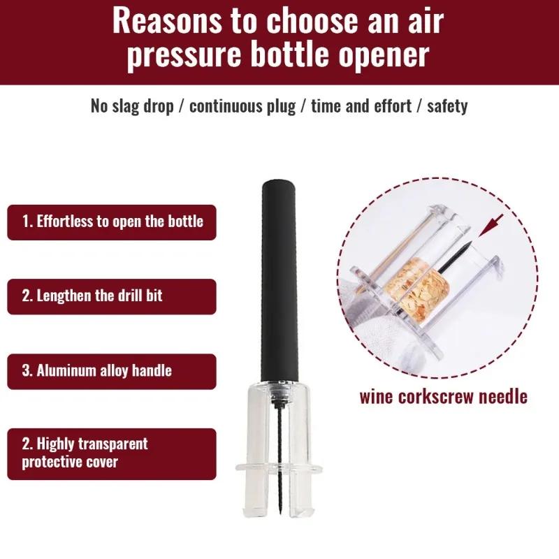 New Air Pump Wine Bottle Opener Air Pressure Vacuum Red Wine Stopper Beer Lid  Stainless Steel Opener Corkscrew Corks Out Tools
