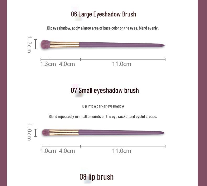 Purple Sweet Potato 9-Piece Makeup Brush Set - Synthetic Fibers for Eyeshadow, Foundation & Powder