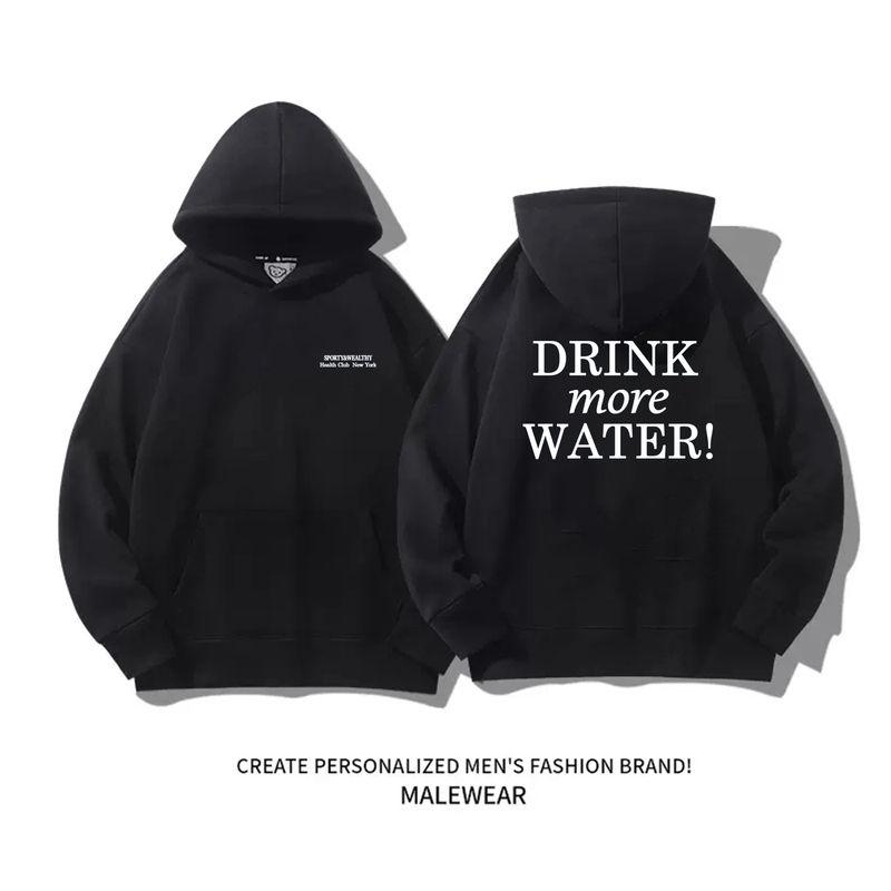 

DRINK MORE WATER! Drink More Water Sweatshirt Women 2025 New Arrival Best Selling Autumn and Winter Loose Sports Fashion Black-Hooded [Spring & Fall regular Version]] XL