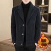 Men's Striped Mid-Length Overcoat Suit Collar Trench Coat, 2023 Autumn/Winter, Youth Plus Cotton, Thickened.