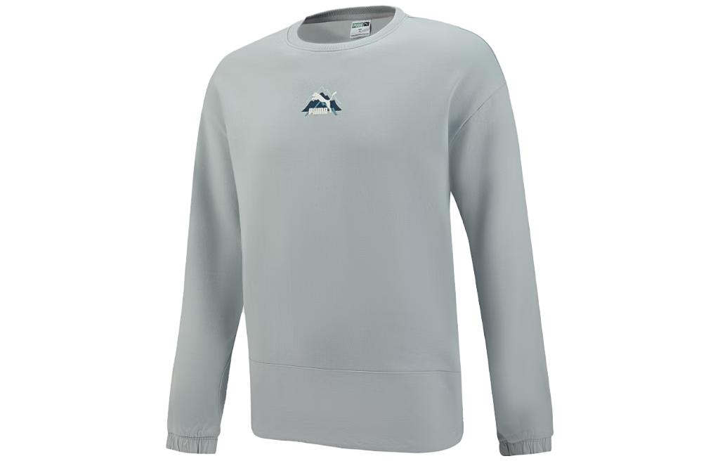 PUMA Sweatshirts Men s Gray Crew Neck Moderate Regular 537391-80 L
