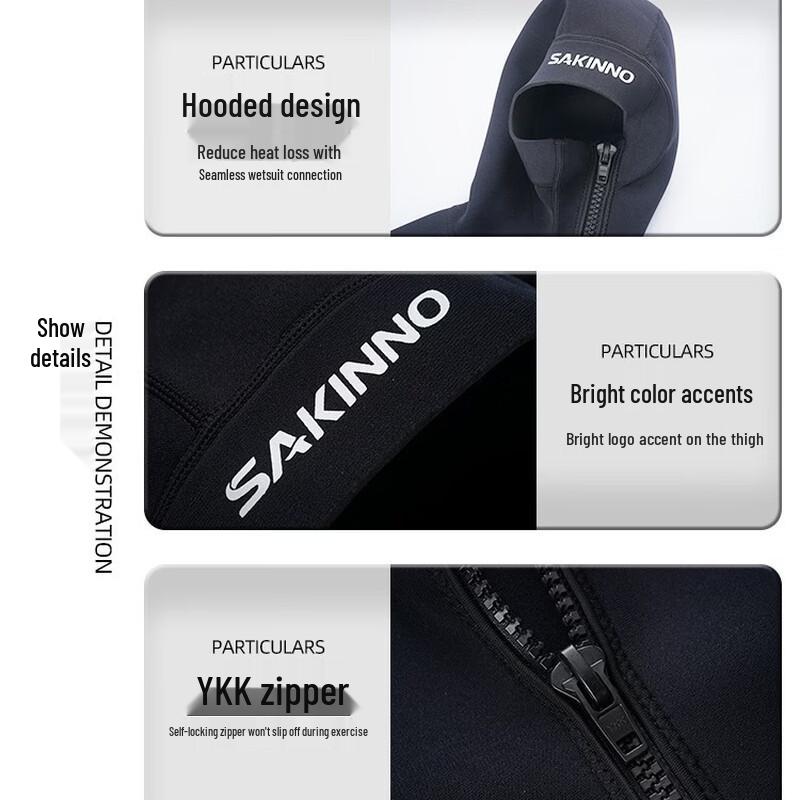 

Hooded Wetsuit with Front Slant Zipper