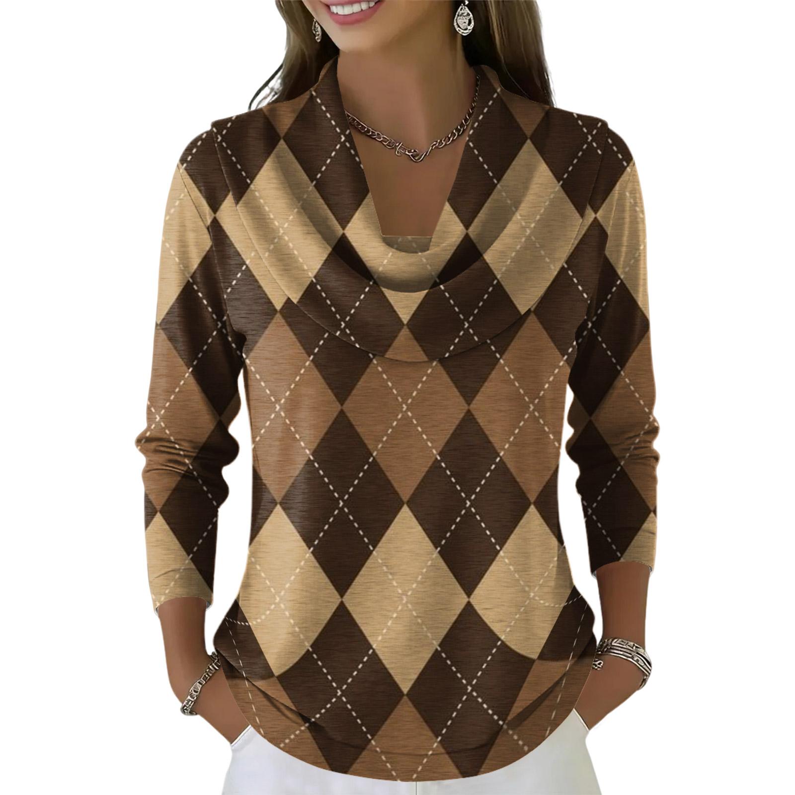 

Women s Casual And Fashionable Round Neck Long Sleeved Printed Top Sweater L