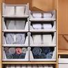 Foldable Drawer Closet Stackable Drawer Storage Box Hollow Out Design Clothes Storage Boxes Round Handle DIY Assemble Wardrobe
