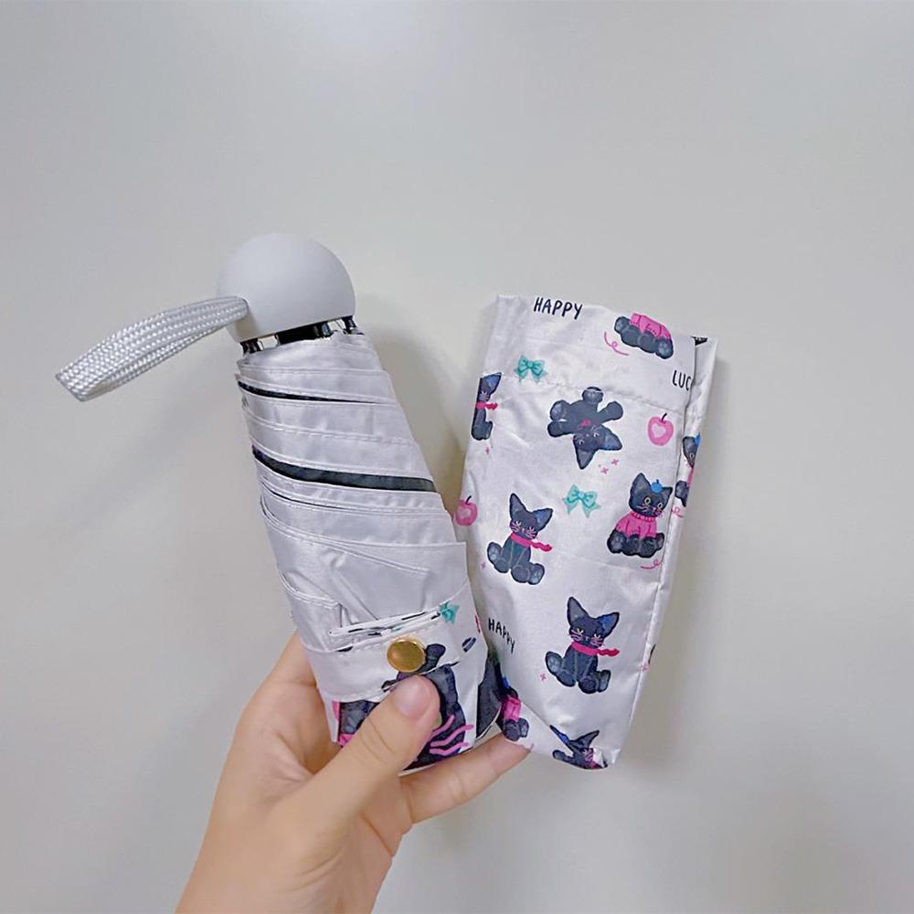 Cartoon Cat Pattern Folding Umbrella Anti UV Portable Rain Umbrella Sunshade Umbrella  Outdoor