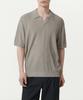 Boucle Slit Neck Knitted Polo Shirt [Light Warm Grey]