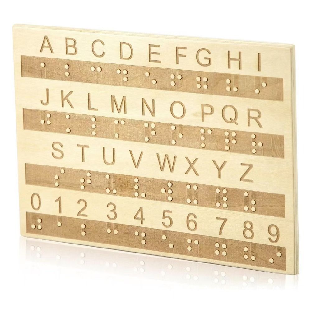 Thickened Braille Alphabet Board Wooden Tactile Letter Number Panel  Blind Children Learning