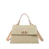 Straw Fashion Korean Version Lock 2025 Weaving Trend Summer New Simple Ins Messenger Chain Women's Small Square Bag